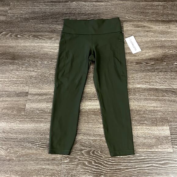 NWT Athleta Interval Stash High Rise 7/8 Leggings Aspen Olive Size Large Pocket - Picture 2 of 16